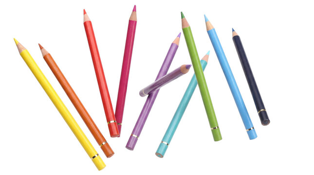 vibrant set of colored pencils scattered on a dark background, ideal for art and design projects.