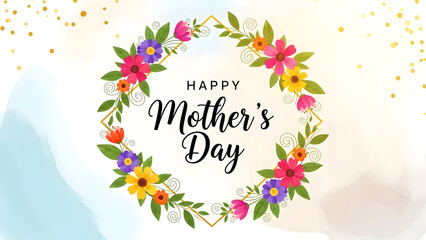 Happy mother's day floral wreath greeting card