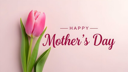 Happy mother's day greeting with pink tulip