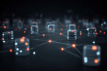 A strategic scene presents connectivity where enterprise management relies on server and database shaping the future with steady glow