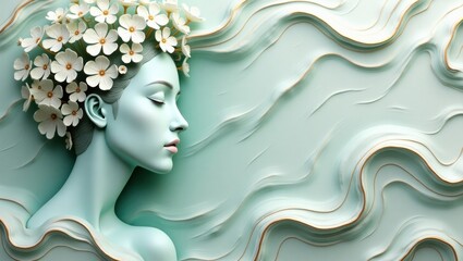 Serene woman with floral crown