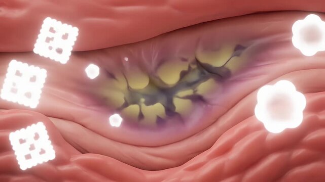 Bruise Healing Animation Demonstrates White Blood Cells Repairing Tissue Damage on Pink Skin Background Medical
