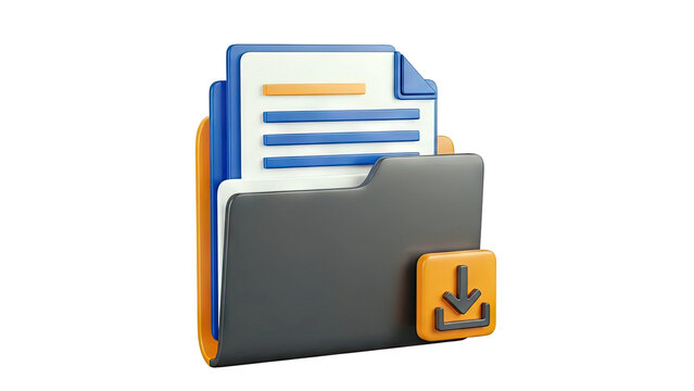 3D Folder Icon with Download Symbol - Powered by Adobe