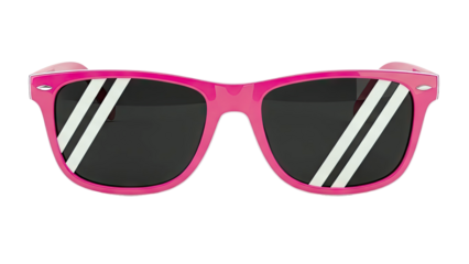 Bright Pink Wayfarer Sunglasses with Striped Reflection