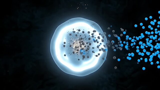 Cellular Respiration Animation on Black Background Medical Visualization of Metabolic Process Inside a Cell for