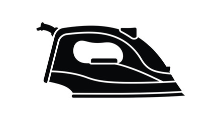 A stark black and white image of a household steam iron a common appliance silhouette