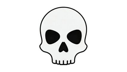 Fototapeta premium Simple White Skull Icon with Black Outline and Features