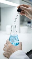 Scientist Conducting Chemical Experiment in Laboratory Setting