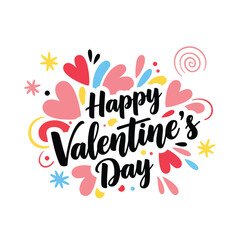 Naklejka premium Joyful Valentine's Day vector illustration with heartfelt message and colorful confetti design