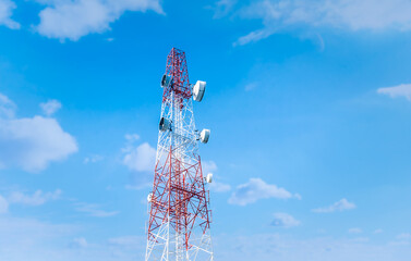 Cell Site base transceiver station with Clear Blue Sky Background
