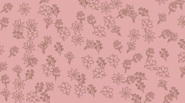 Pink and brown floral pattern design on a vibrant background. Perfect for femininethemed designs like greeting cards or stationery.