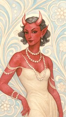 Fototapeta premium Elegant devil in vintage style.