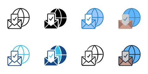 Overseas Voting icons set multiple style collection. Editable stroke 
