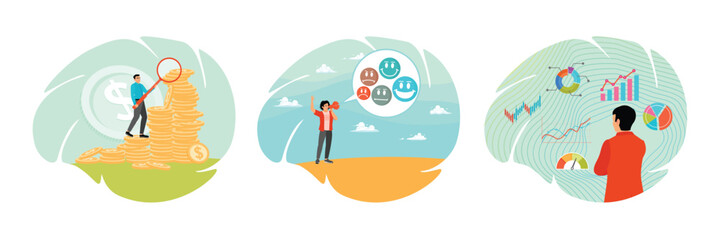 Investment or financial analysis. Customer satisfaction survey. Businessman financial data analysis.