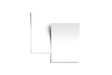 Empty paper note template of A4 format with soft shadow isolated on white background. 3d rendering