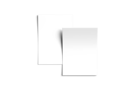 Empty paper note template of A4 format with soft shadow isolated on white background. 3d rendering