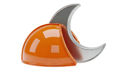 3D Rendering of Interlocking Orange and Silver Abstract Shapes