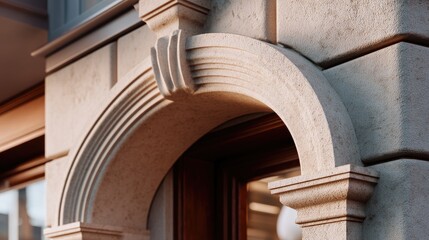 Elegant Stone Architecture with Decorative Arch Design and Detailed Texture in Natural Light