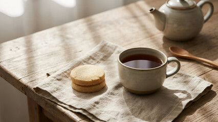Relaxing tea moments close-up food photography in a cozy kitchen