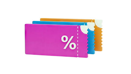 Colorful Discount Coupons with Percentage Symbol