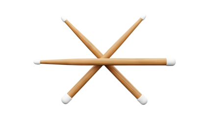 Drumsticks Crossed on White Background