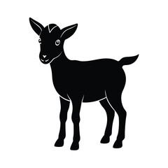 Fototapeta premium Goat kid farm animal vector silhouette on white background