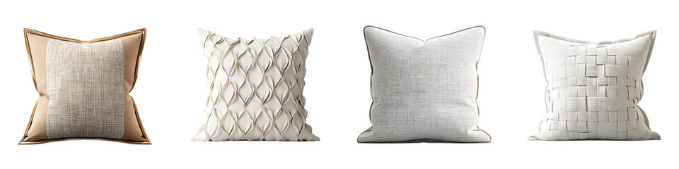 Set of Decorative Throw Pillows in Neutral Tones on White