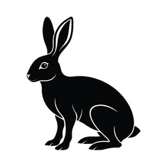 Fototapeta premium Jackrabbit desert animal vector silhouette on white background