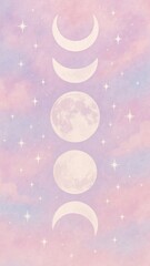 Fototapeta premium Celestial pastel moon phases mobile wallpaper