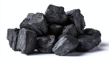 Obraz premium Pile of charcoal pieces with a rough texture and dark color