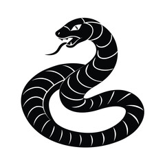 Fototapeta premium Rattlesnake Animal Vector Silhouette Isolated on White Background