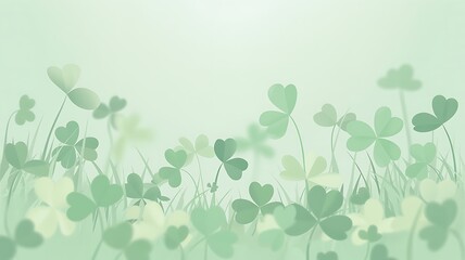 Obraz premium St patrick's day green shamrock clover field landscape