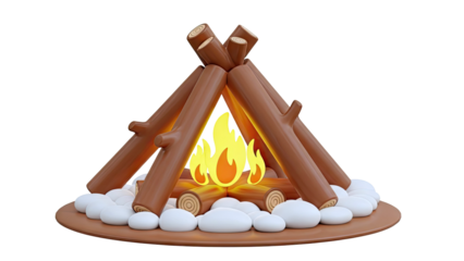 Stylized Campfire with Logs and Flames