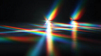 Abstract light refraction creating a vibrant spectrum of colors, suggestive of a prism 