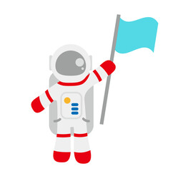 シンプルな旗を持つ宇宙飛行士のイラスト素材