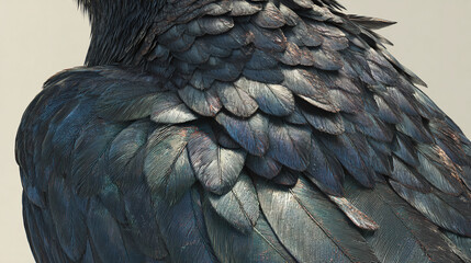 Obraz premium A detailed close-up shot of the raven's magnificent feathers