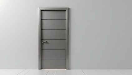 Fototapeta premium A minimalist door made of brushed metal, slightly ajar