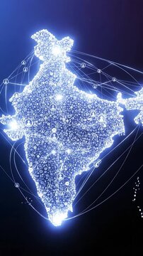 Digital India Map with Connected Nodes Representing Technology and Connections