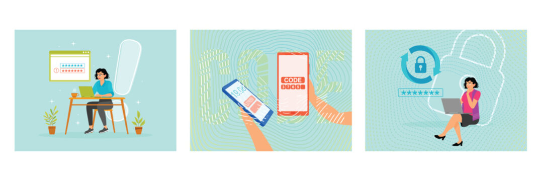 Wrong password concept. Two factor authentication verification.  Create new password.