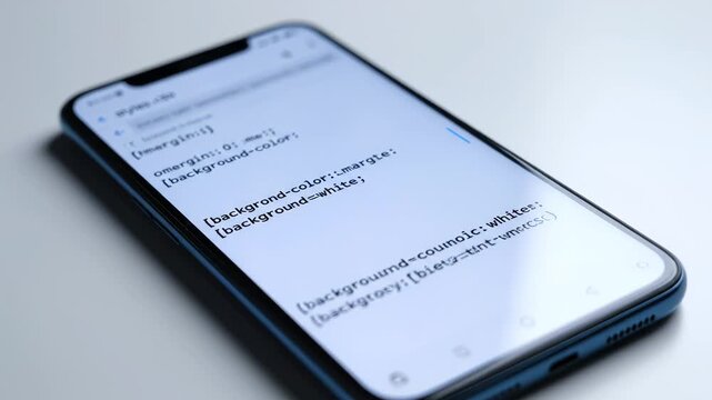 Smartphone displaying code on screen