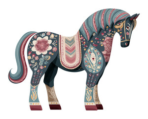illustration Folk Art horse isolated on transparent background