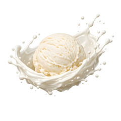 Splashing ice cream scoop isolated on transparent background