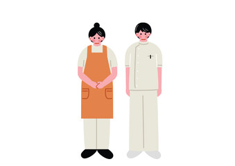 介護士の若い男女のイラスト