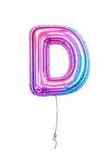 Vibrant pink and blue balloon letter d isolated on transparent background