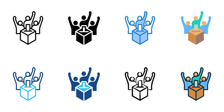 Election Volunteers icons set multiple style collection. Editable stroke 
