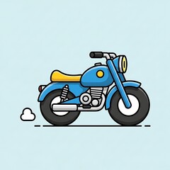 Obraz premium Blue motorcycle with yellow seat cartoon.