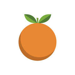 Simple orange mandarin fruit with green leaf as symbol of abundance and fortune.
