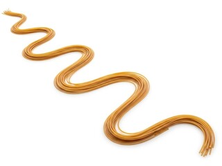 Fototapeta premium Long bundle of brown pasta in wave shape format