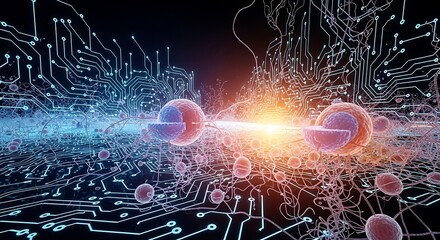 Futuristic digital abstract of interconnected technology network