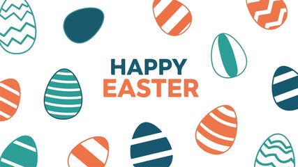 Happy Easter Greetings with Colorful Egg Decorations and Festive Patterns